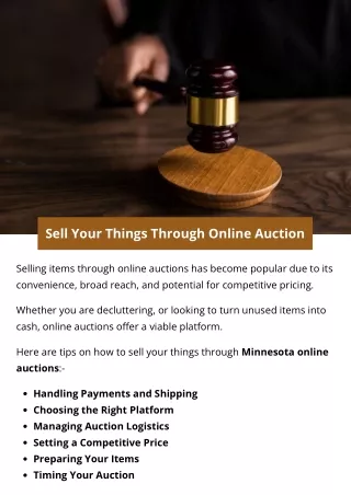 Sell Your Things Through Online Auction