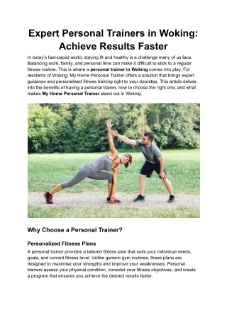 Expert Personal Trainers in Woking: Achieve Results Faster