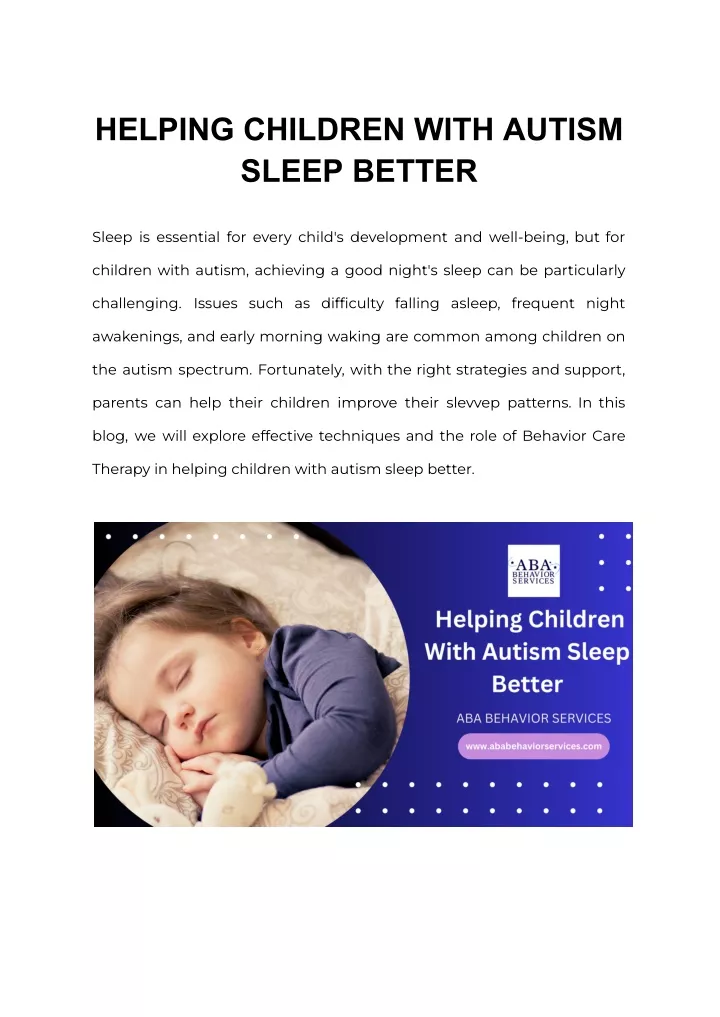 helping children with autism sleep better