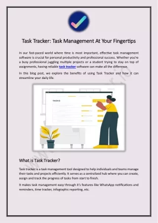 Task Tracker: Task Management At Your Fingertips