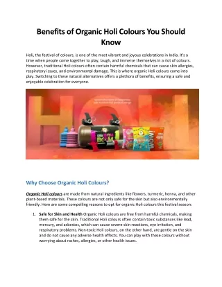 Benefits of Organic Holi Colours You Should Know