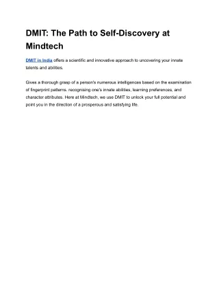 dmit the path to self discovery at mindtech