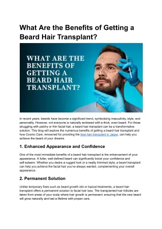 What Are the Benefits of Getting a Beard Hair Transplant_