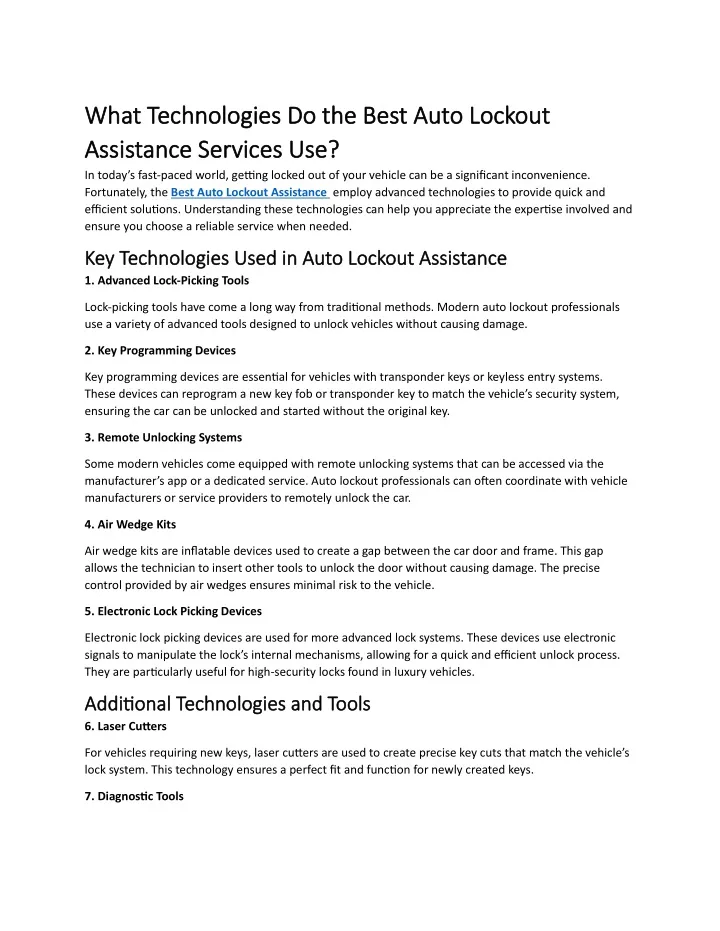 what technologies do the best auto lockout what