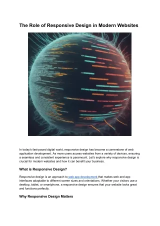 The Role of Responsive Design in Modern Websites
