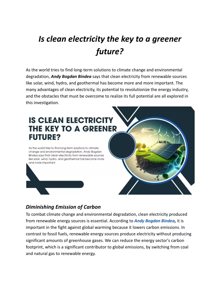 is clean electricity the key to a greener future