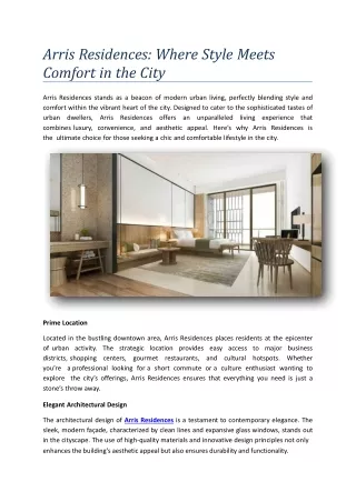 arris residences where style meets comfort