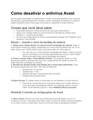 como desativar o antiv rus avast se n o quiser