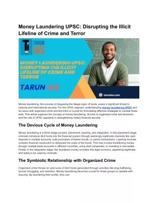 Money Laundering UPSC and its Links to Organized Crime and Terrorism