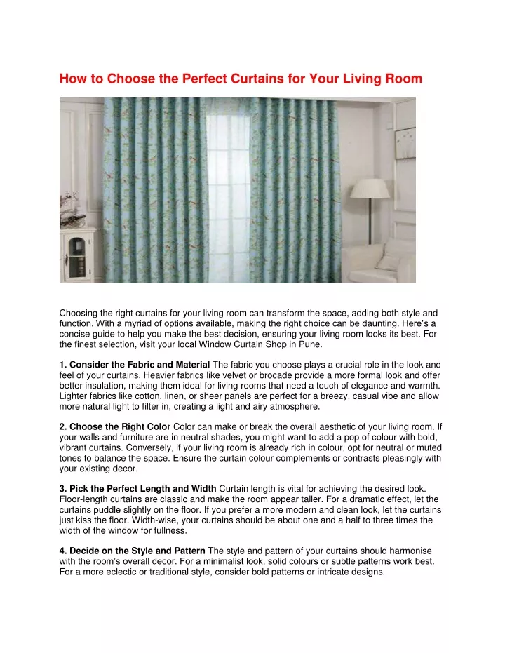 how to choose the perfect curtains for your