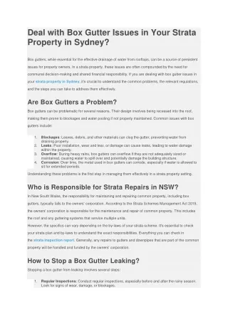 deal with box gutter issues in your strata