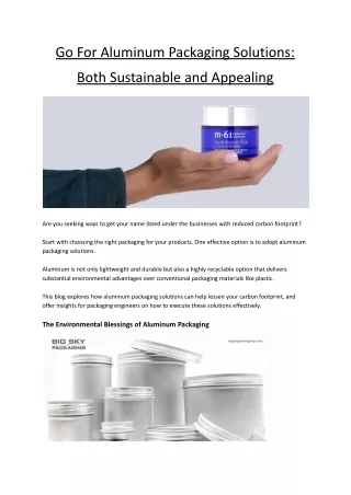 Go For Aluminum Packaging Solutions_ Both Sustainable and Appealing