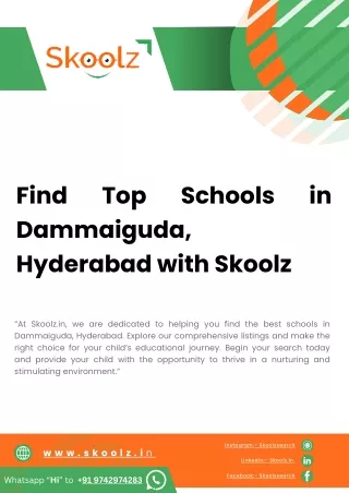 Find Top Schools in Dammaiguda, Hyderabad with Skoolz