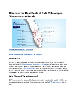 Discover the Best Deals at EVM Volkswagen Showrooms in Kerala