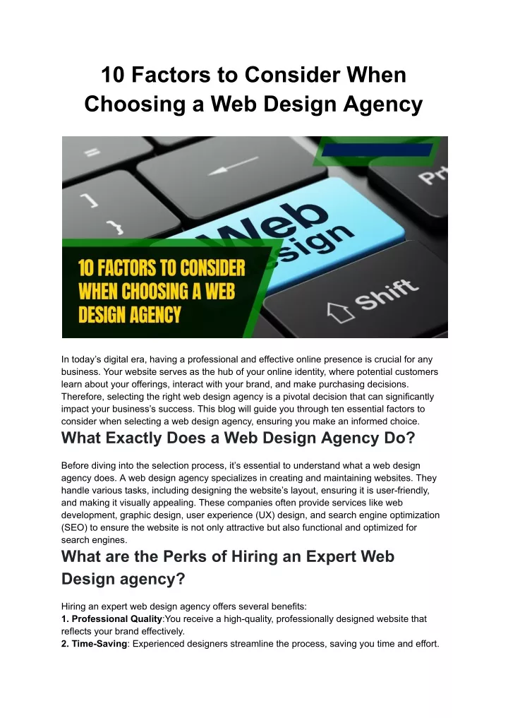 10 factors to consider when choosing a web design