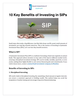 10 Key Benefits of Investing in SIPs