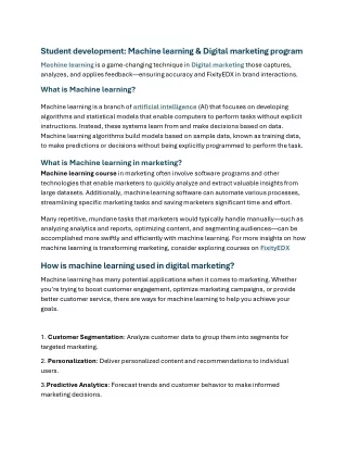 Student development: Machine learning & Digital marketing program