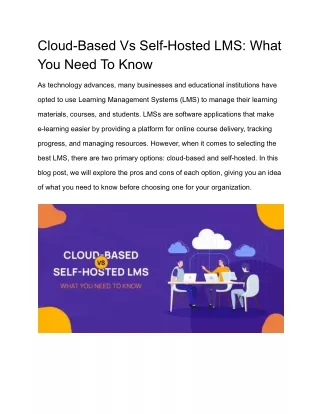 Cloud-based vs. Self-hosted LMS: Choosing the Right Learning Management System