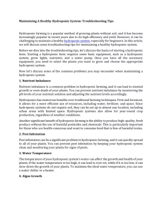 Maintaining A Healthy Hydroponic System Troubleshooting Tips