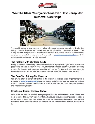 Discover How Scrap Car Removal Can Help