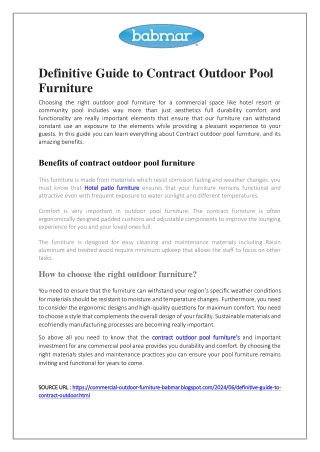 Definitive Guide to Contract Outdoor Pool Furniture
