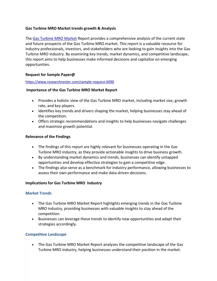 gas turbine mro market trends growth analysis