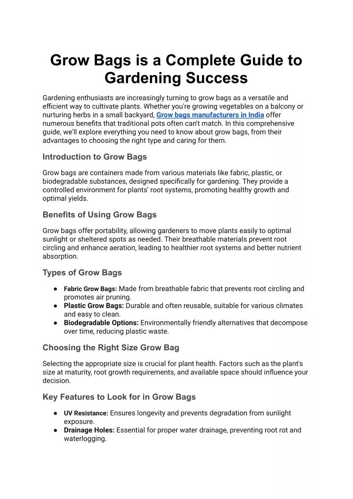 grow bags is a complete guide to gardening success