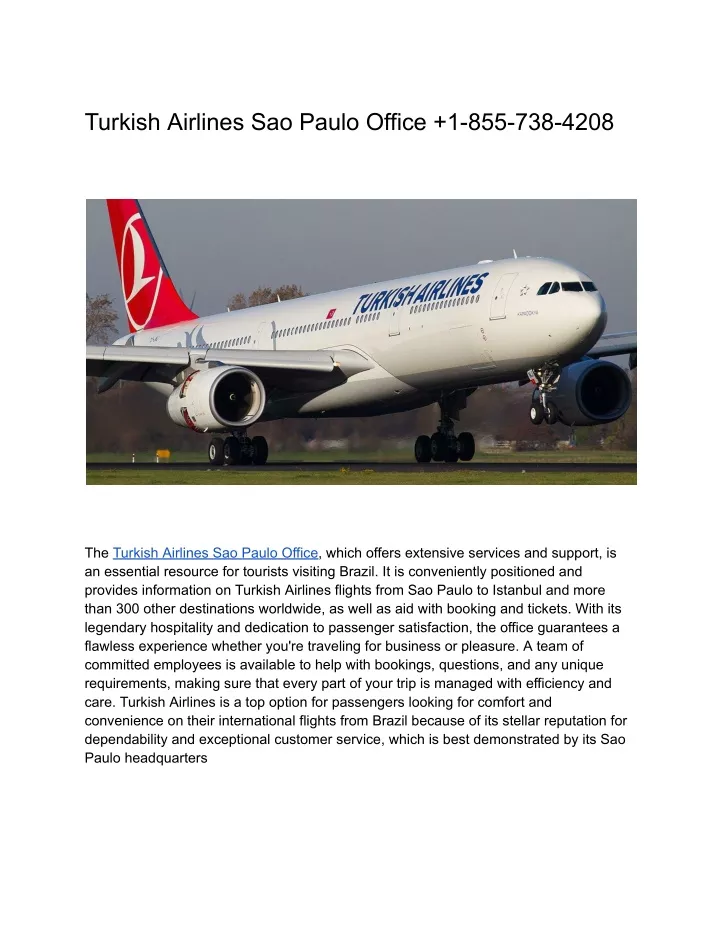 turkish airlines sao paulo office 1 855 738 4208