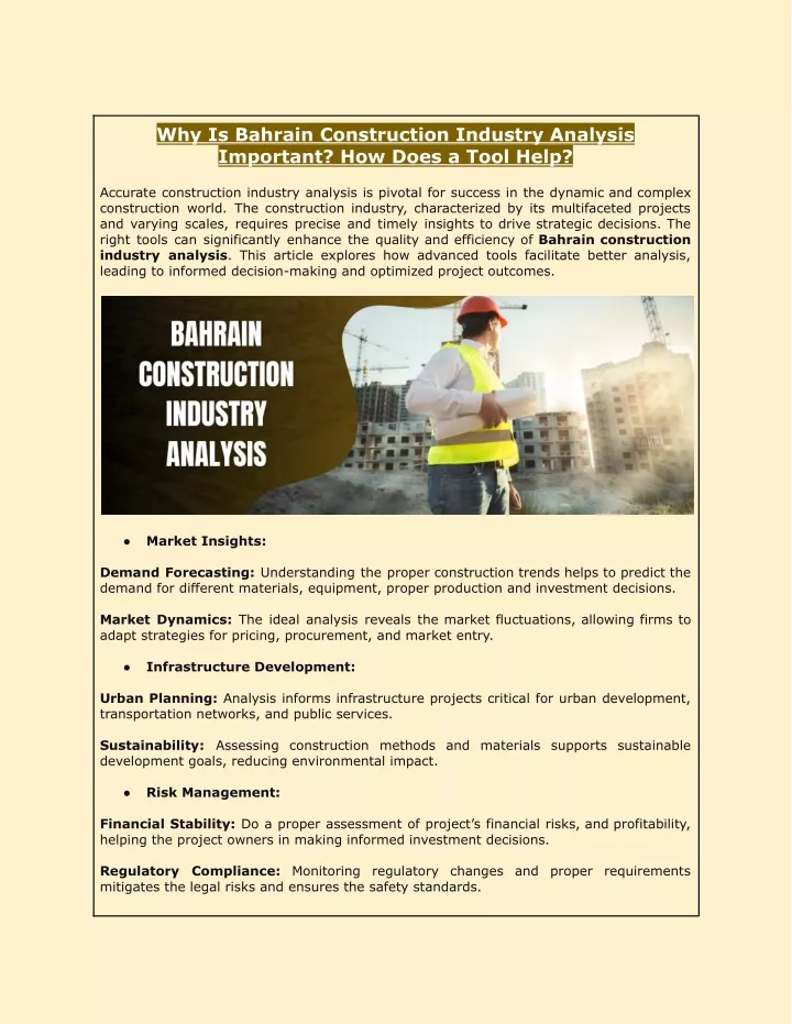 why is bahrain construction industry analysis