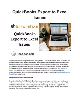 quickbooks export to excel issues