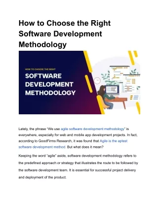 How to Choose the Right Software Development Methodology