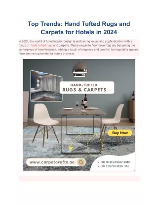 Top Trends Hand Tufted Rugs and Carpets for Hotels in 2024