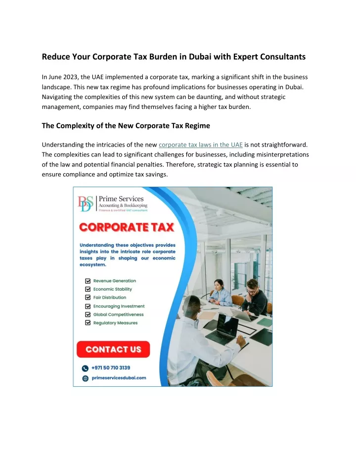 reduce your corporate tax burden in dubai with