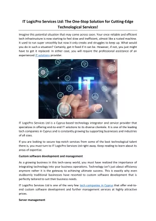 IT LogicPro Services Ltd The One-Stop Solution for Cutting-Edge Technological Services!