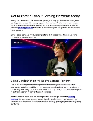 Nostra Games is Redefining Gaming Platforms