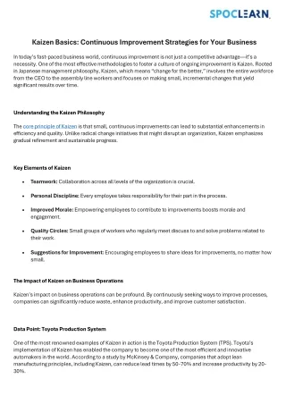 Kaizen Basics Continuous Improvement Strategies for Your Business