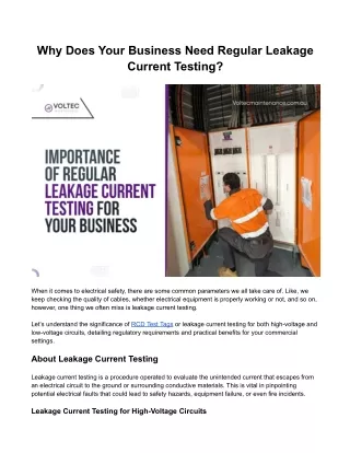 Why Does Your Business Need Regular Leakage Current Testing?