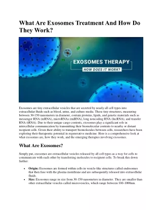 What Are Exosomes Treatment And How Do They Work?