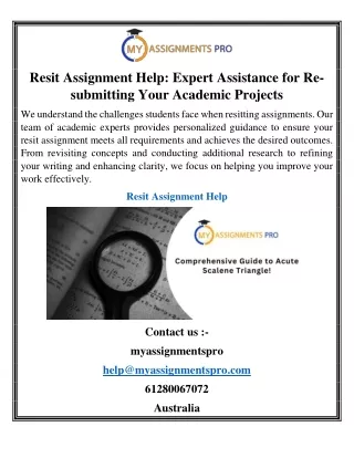 resit assignment help expert assistance