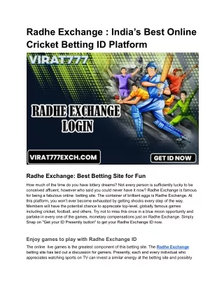 Radhe Exchange _ India’s Best Online Cricket Betting ID Platform