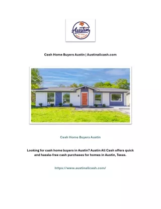 Cash Home Buyers Austin | Austinallcash.com