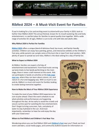 Ribfest 2024 – A Must-Visit Event for Families