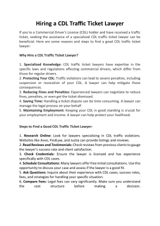 Hiring a CDL Traffic Ticket Lawyer