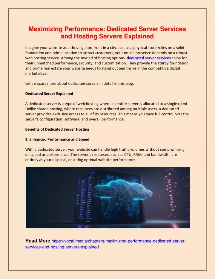 maximizing performance dedicated server services