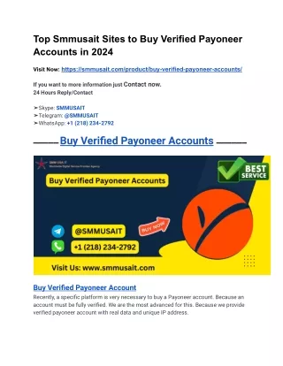 Top 5 Sites to Buy Verified Payoneer Accounts (Personal And Business)