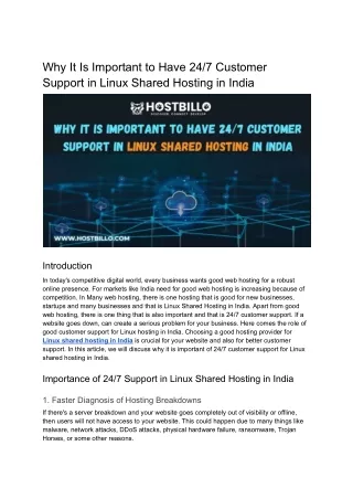 Why It Is Important to Have 24_7 Customer Support in Linux Shared Hosting in India