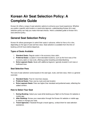 korean air seat selection policy a complete guide