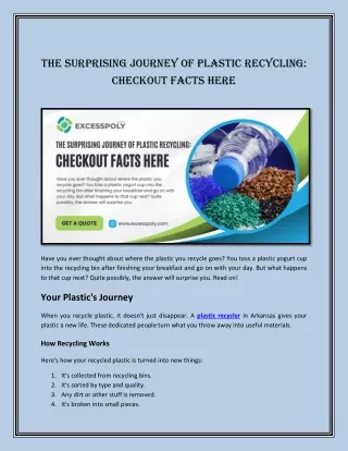 The Surprising Journey of Plastic Recycling Checkout Facts Here