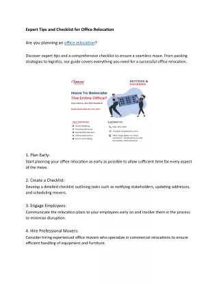 Expert Tips and Checklist for Office Relocation