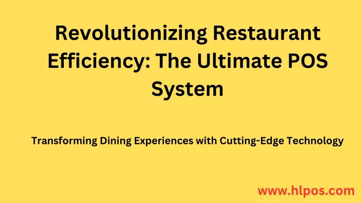 revolutionizing restaurant efficiency